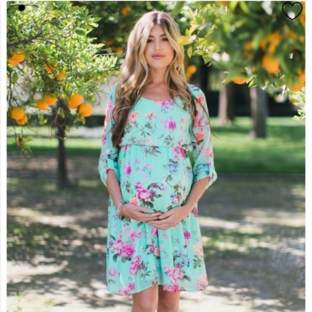Pinkblush Mint Floral Maternity Dress